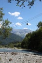 Telecabine going up the mountain Samoens, French Alps