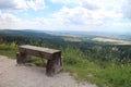 View from Tematin castle to Piestany with bench Royalty Free Stock Photo