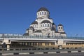 View of the temple Holy Face of Christ the Savior with the streets Triumphal of settlement Adler, Sochi Royalty Free Stock Photo