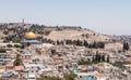 View of the Temple Mount and Jerusalem from the Corner tower of the Evangelical Lutheran Church of the Redeemer in the old city of