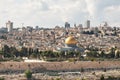 View of the Temple Mount, the old and modern city of Jerusalem from Mount Eleon - Mount of Olives in East Jerusalem in Israel