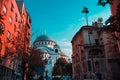 View of the Temple of Saint Sava in the direction of Svetog Save street. Belgrade, Serbia Royalty Free Stock Photo