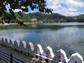 View of temple of tooth relic from kandy lake round Royalty Free Stock Photo