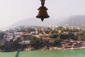 View from the temple under huge bell on River Ganga Royalty Free Stock Photo