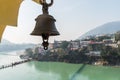 View from the temple under huge bell on River Ganga Royalty Free Stock Photo