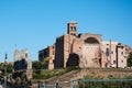 View of the Temple of Venus and Roma at the entrance of the Roman Forum in Rome