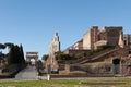 View on the Temple of Venus and Roma, via Sacra and arch of Titus. View from Colosseum. No people. Rome Royalty Free Stock Photo