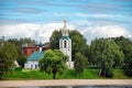 View of the Temple of Zosima and Savvaty in Tveritsy, from the Volga river Royalty Free Stock Photo