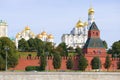 View of the temples of the Moscow Kremlin, sunny September morning. Moscow, Russia Royalty Free Stock Photo