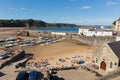 View from Tenby harbour and beach Pembrokeshire Wales uk in summer with tourists and visitors and blue sky