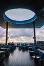 View from the terrace of the Hilton Sky Bar at sunset. Pattaya rooftop bar Thailand