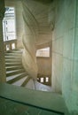 View from the terrace of the medieval spiral staircase of the castle, details of the staircase Royalty Free Stock Photo