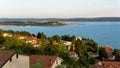 View from the terrace of Vila Toni at sunset  Portoroz  Piran  Obalno-kraska  Slovenia  June 2020 Royalty Free Stock Photo