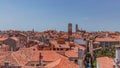 Terracotta rooftops of venetian houses under blue sky in Venice Royalty Free Stock Photo