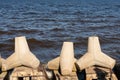 View of tetrapod stones on the sea shore to prevent coastal ersosion Royalty Free Stock Photo