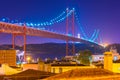 View of The 25th April Bridge Ponte 25 de Abril at night, Lisbon, Portugal Royalty Free Stock Photo