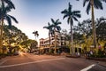 View of 5th Avenue in Naples, Florida at sunset