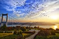 View of the Bosphorus bridge in Istanbul Turkey. Royalty Free Stock Photo