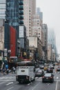 View of 8th Street, New York, USA, from the top of tourist bus.