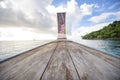 View of thai traditional longtail Boat over clear sea and sky in the sunny day, Phi phi Islands, Thailand Royalty Free Stock Photo