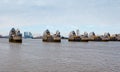 View of the Thames Barrier in London Royalty Free Stock Photo