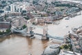 View of tower bridge and Thames river in London from the top of the Shard Royalty Free Stock Photo