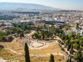 View of the Theater of Dionysus from the height of the Acropolis of Athens, Greece Royalty Free Stock Photo