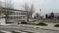 view of the Theater Square in Rostov-on-Don with Gorky Theater and fountain