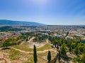 Panoramic View of Theatre of Dionysus and Athens Royalty Free Stock Photo