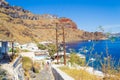 Beautiful view of Thirasia island beach Cyclades Greece