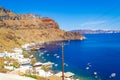 Beautiful view of Thirasia island beach Cyclades Greece Royalty Free Stock Photo