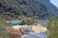 View of the thermal complex with swimming pools under the open s