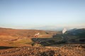 View of thermoelectric geothermal power and heating plant close to Krafla, Iceland with visible pipes, scenery, lake, tower, Royalty Free Stock Photo