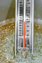 View of a thermometer as it reaches boiling point