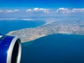 View on Thessaloniki from flying aircraft