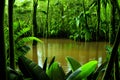 a view through the thick greenery of the amazon forest generated by ai