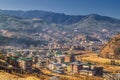 View of Thimphu city, the capital of Bhutan, in Himalaya mountains Royalty Free Stock Photo