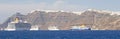 Cruise Ships moored near Thira on the Greek Island of Santorini Royalty Free Stock Photo