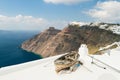 View from Thira to Imerovigli and Skaros rock, Santorini.