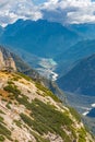 View from Three Peaks to Lake Auronzo