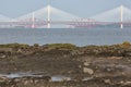 View at three bridges crossing Firth of Forth in Scotland