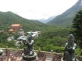 View from Tian Tan Buddha towards Po Lin monastery, Lantau island, Hong Kong Royalty Free Stock Photo