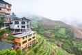 view from Tiantouzhai village terraced rice fields Royalty Free Stock Photo