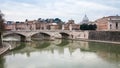 View on Tiber river with bridge in Rome in winter Royalty Free Stock Photo