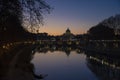 View from the tiber river of St. Peter`s Basilica at sunset, Vatican, Rome, Italy Royalty Free Stock Photo