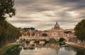 View at Tiber and St. Peter`s cathedral in Rome, Italy Royalty Free Stock Photo