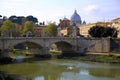 View at Tiber and St. Peter`s cathedral in Rome, Italy Royalty Free Stock Photo