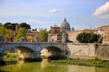 View at Tiber and St. Peter`s cathedral in Rome, Italy Royalty Free Stock Photo