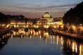 View at Tiber and St. Peter`s cathedral in Rome, Italy Royalty Free Stock Photo