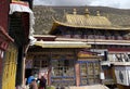 Tibet monastery and landscape near the Himalayas Mountains Royalty Free Stock Photo